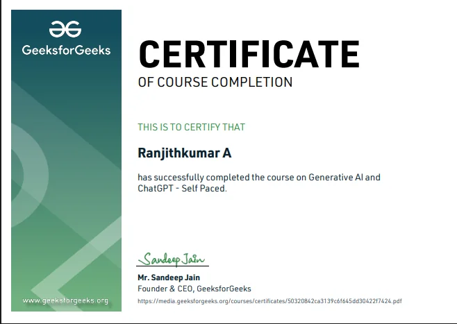 GeeksforGeeks GenAI Certification