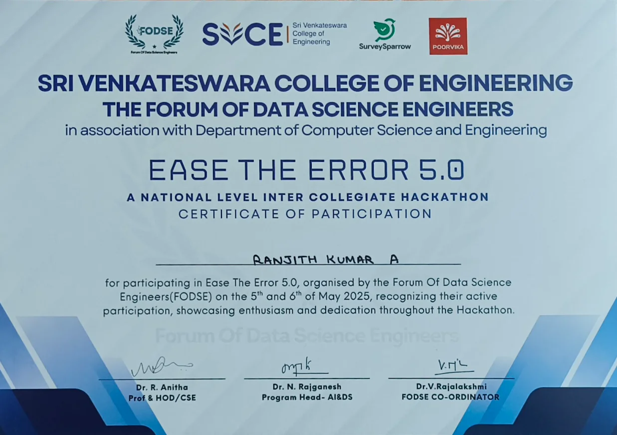 Ease The Error 5.0 Hackathon
